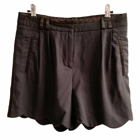 The Kooples Black High Waist Scallop Pleat Shorts - Picture 3 of 4